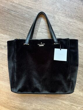 kate spade Small Kona Black Dawn Place Velvet Tote Bag